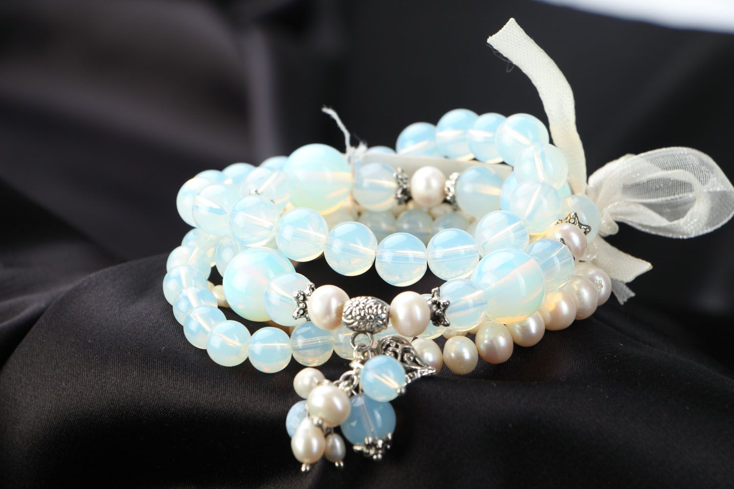 Bracciali di perle fatti a mano braccialetti originali da polso per donna foto 3