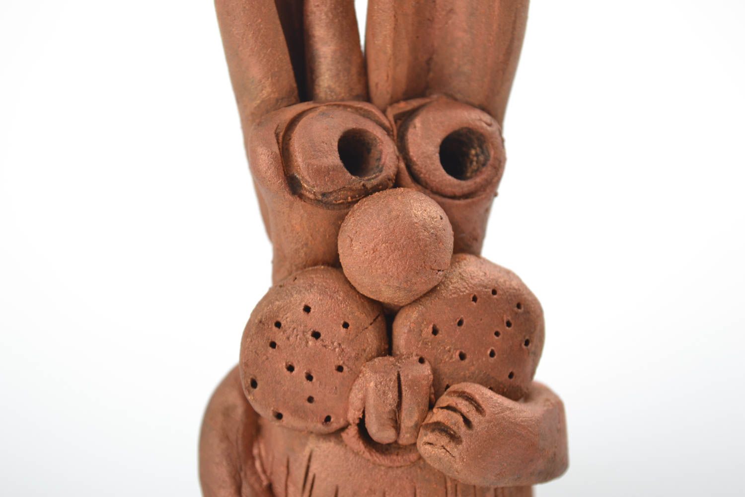 Figurina coniglietto fatta a mano in ceramica divertente souvenir di terracotta foto 2