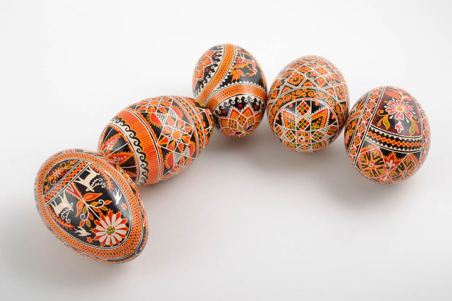 Set of Easter eggs painted with acrylics 5 pieces handmade ethnic pysankas  photo 3