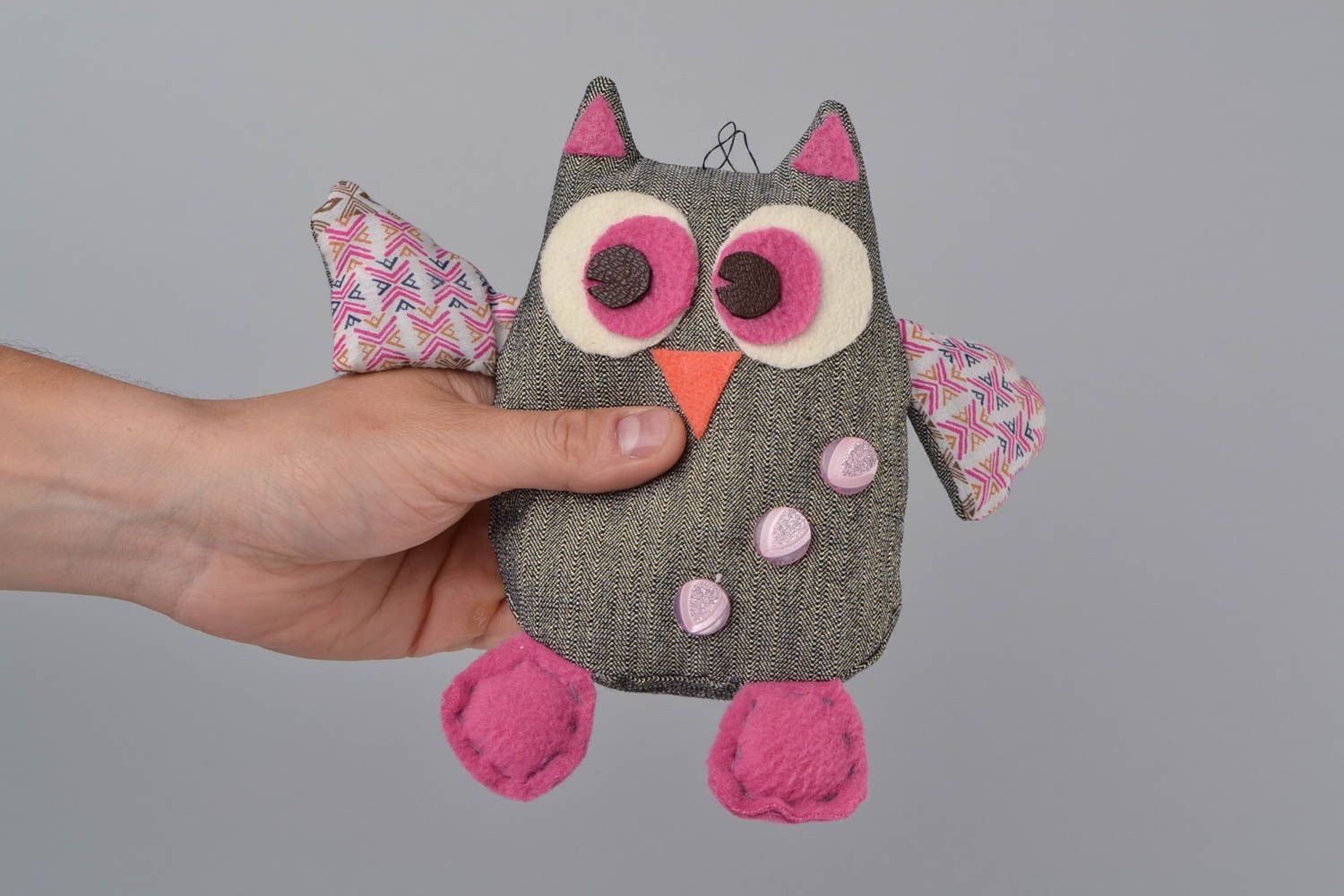 Beautiful handmade designer textile funny nice soft toy owl photo 2