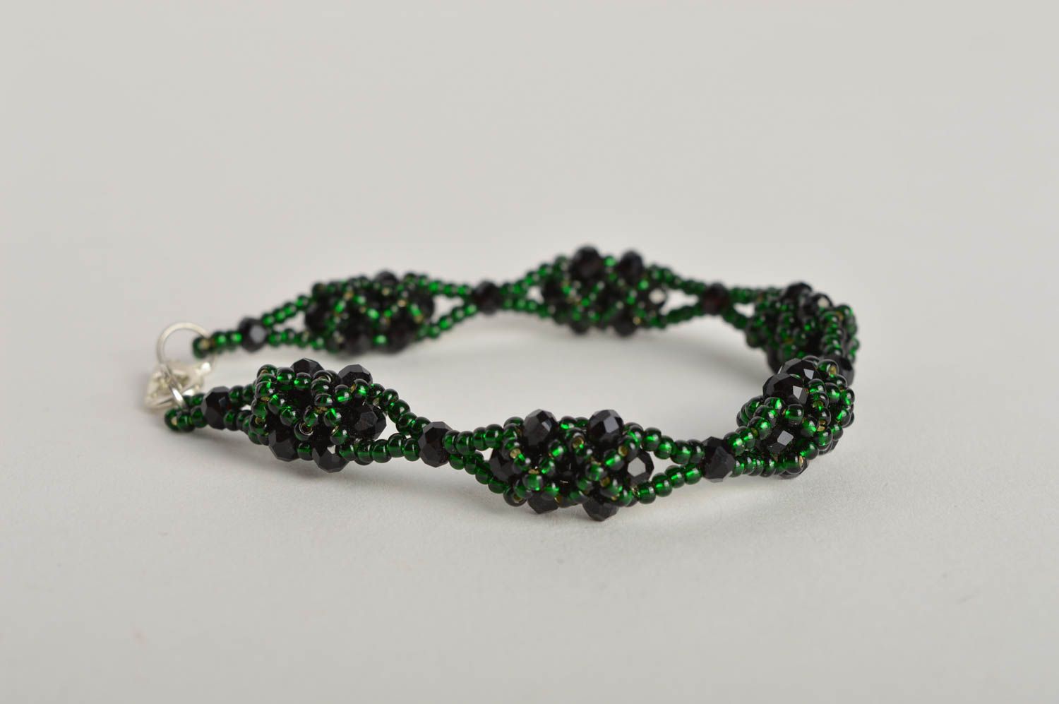 Dark green beaded bracelet costume jewelry for girls photo 5