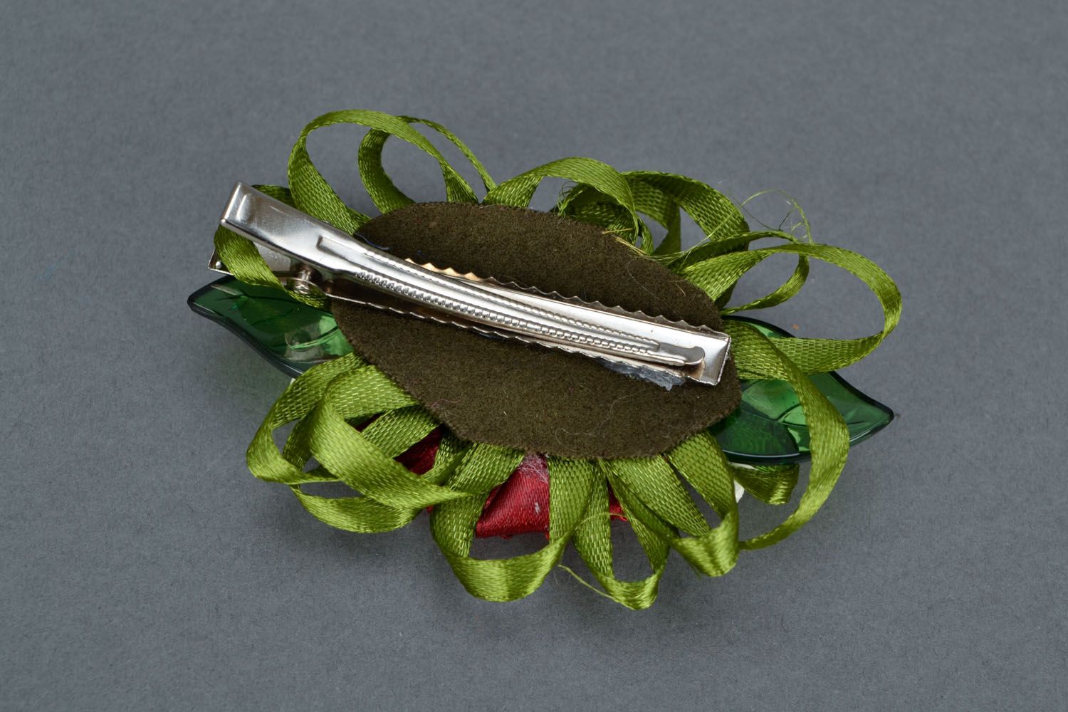 Handmade hair clip with flower Rose photo 4