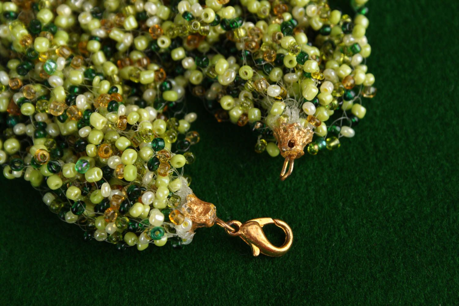 Bracelet perles rocaille Bijou fait main vert design Accessoire femme original photo 3