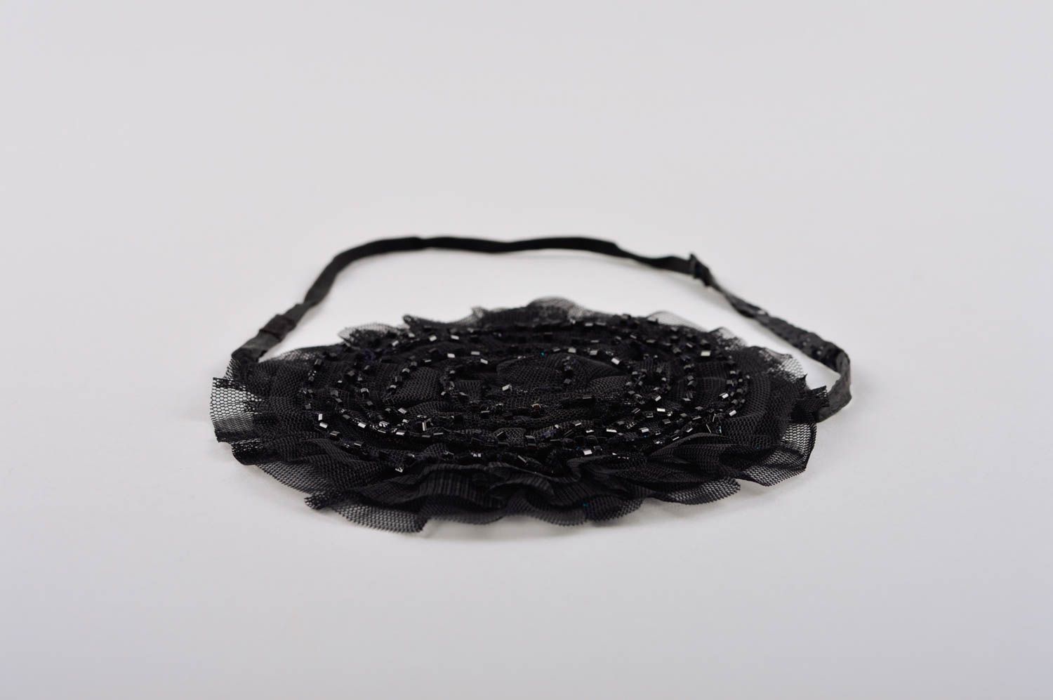 Handgemachter Schmuck Haarband mit Blume Haarschmuck schwarz Frauen Accessoire foto 5