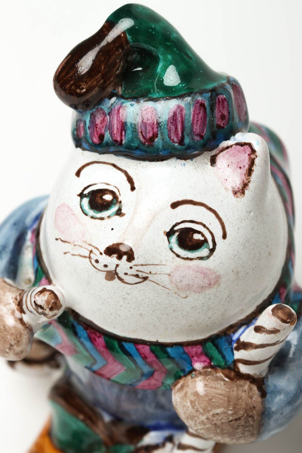 Figur aus Ton handmade Deko ausgefallenes Geschenk Katze Dekoration Schi foto 3