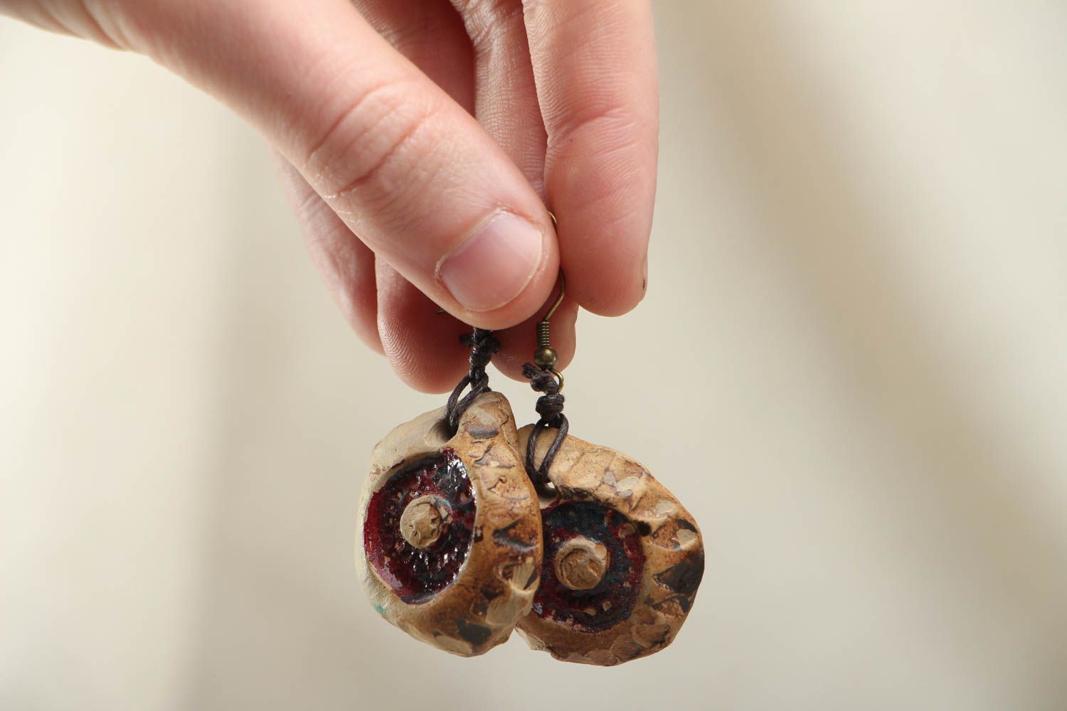 Ceramic earrings with charms photo 3