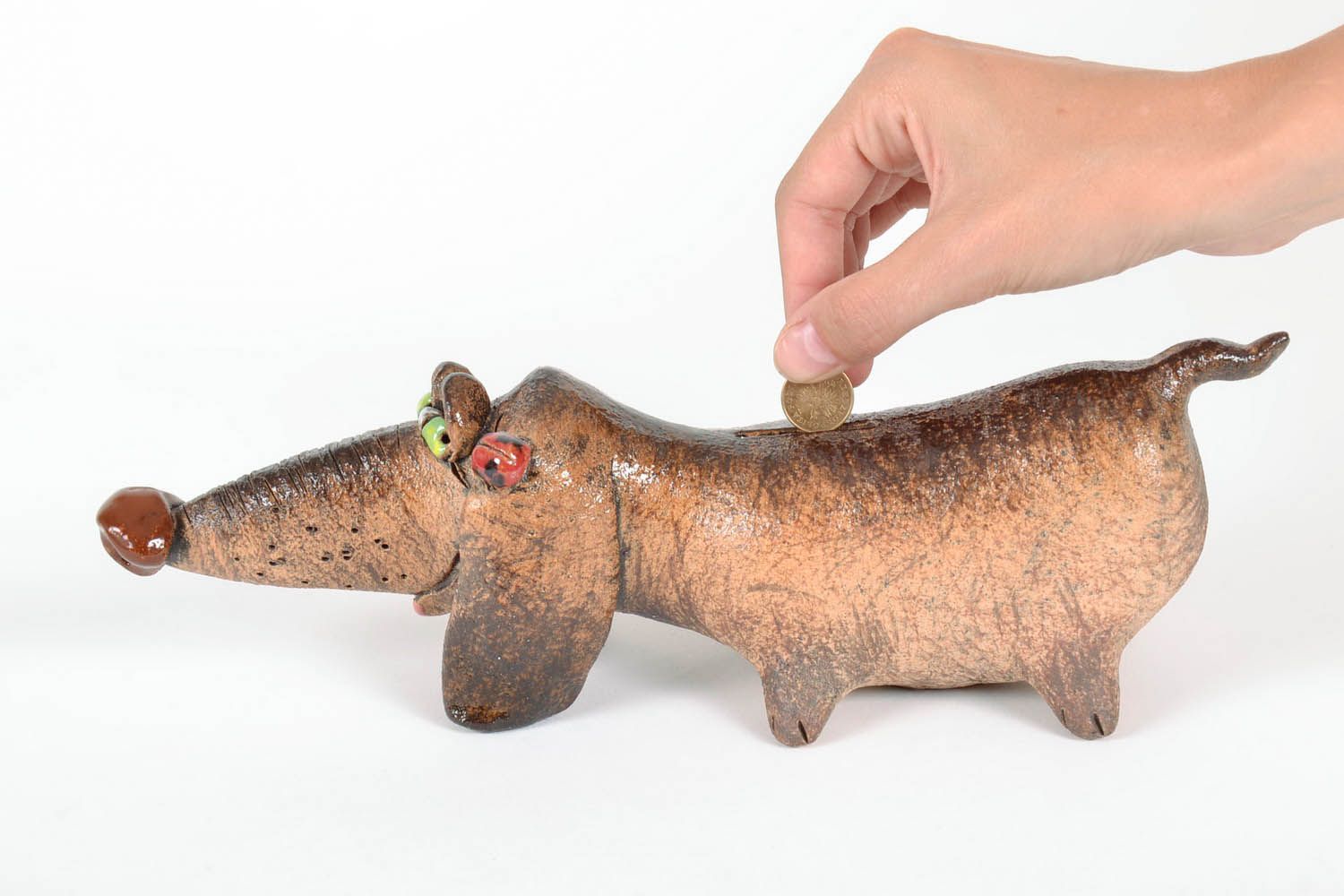 Ceramic money box in the shape of a dachshund photo 4
