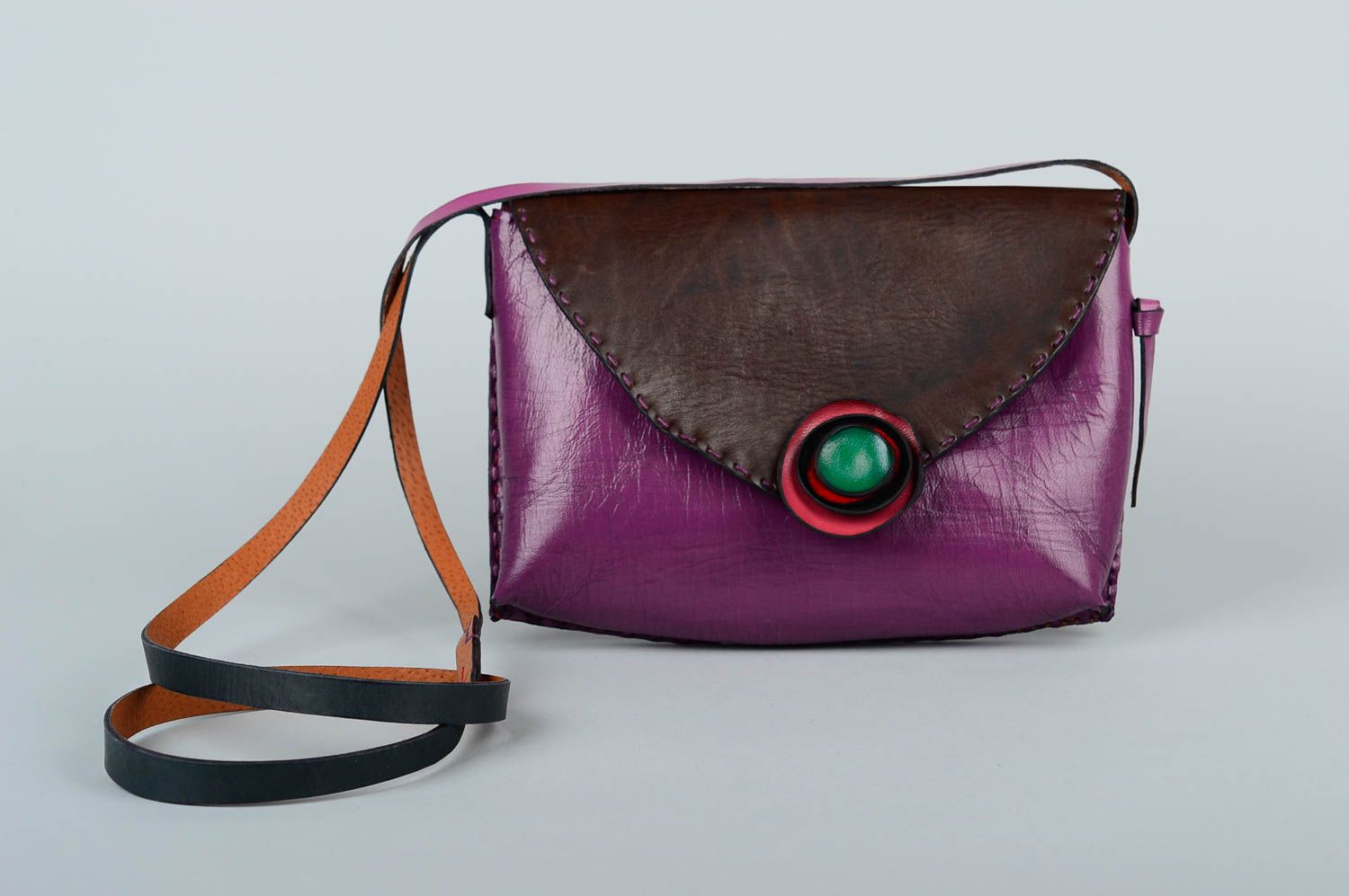 Сумка ручной работы сумка через плечо кожаная сумка фиолетовая красивая фото 2