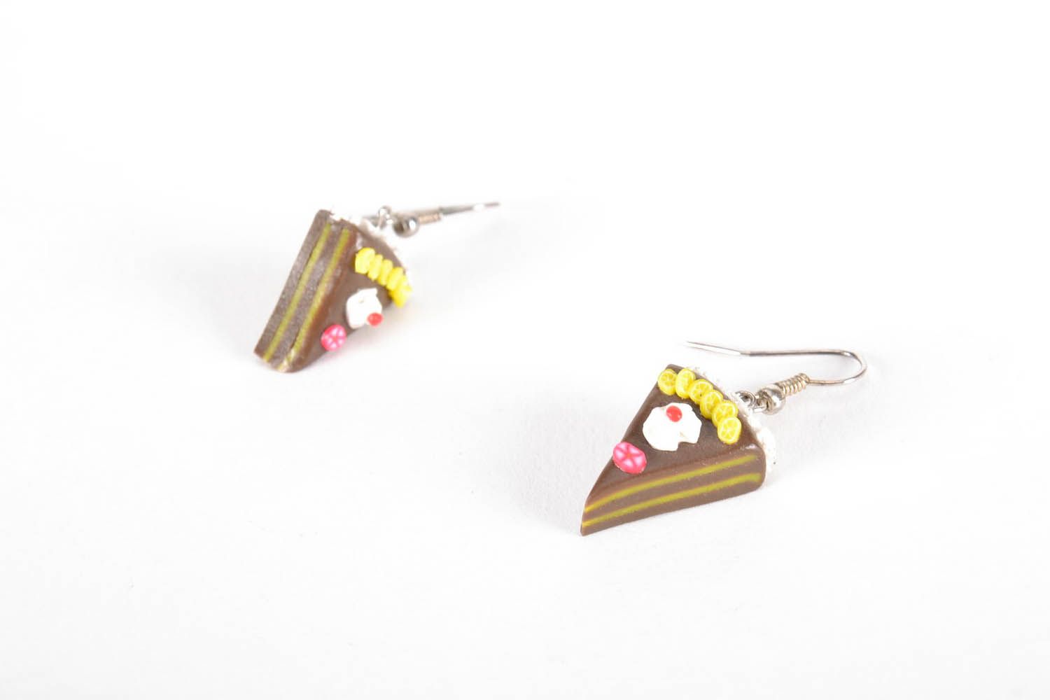 Earrings Made of Polymer Clay Cake photo 1