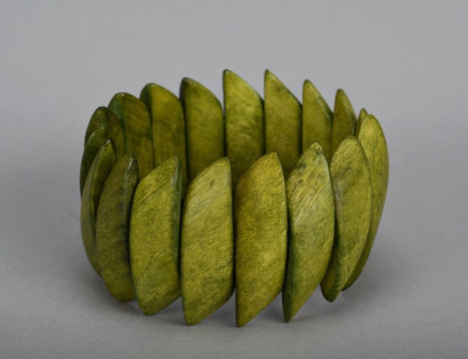 Bracciale di legno fatto a mano braccialetto verde braccialetto da polso
 foto 3