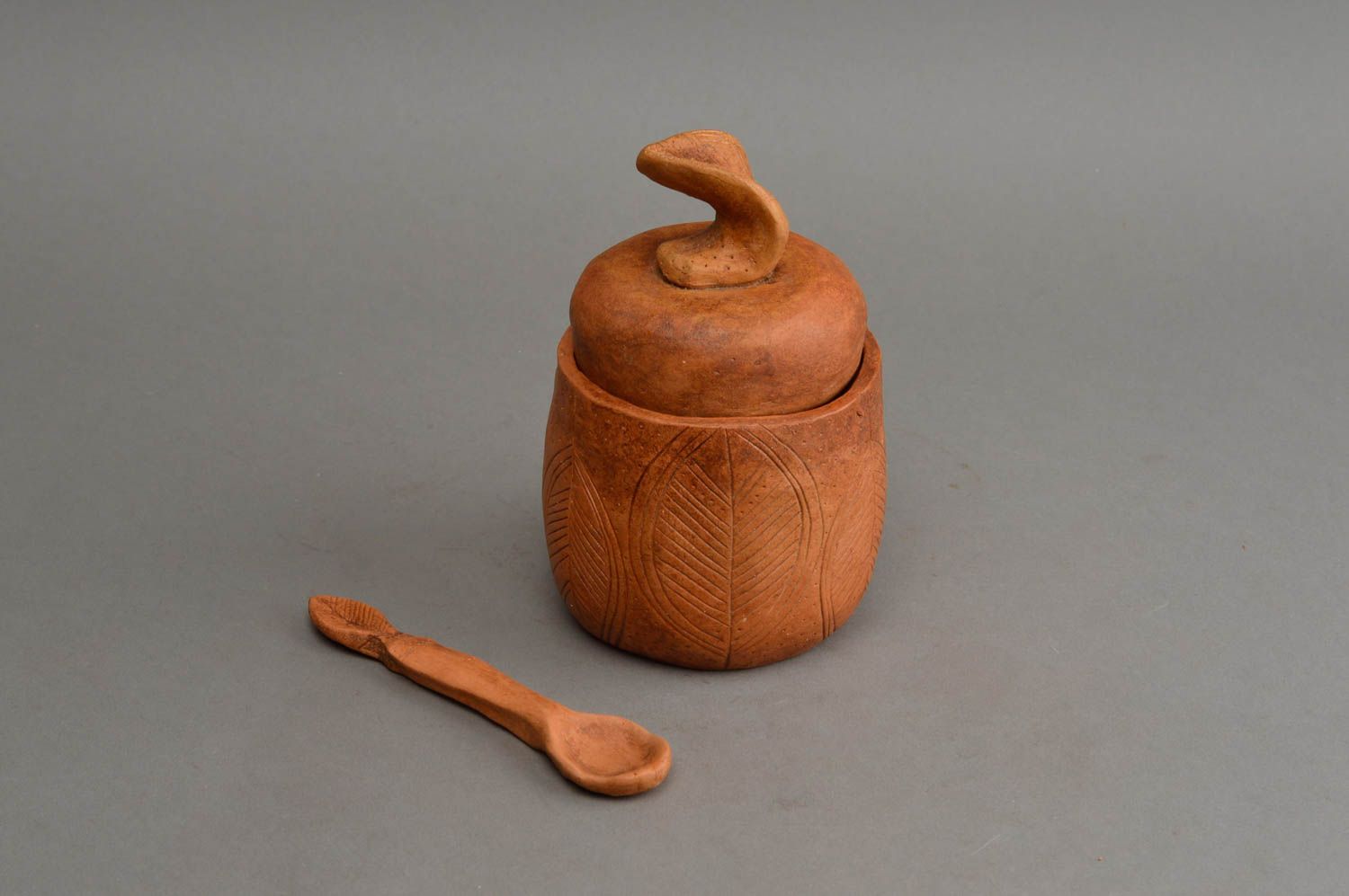 Beautiful handmade ceramic sugar bowl and teaspoon for gift designer tableware photo 2