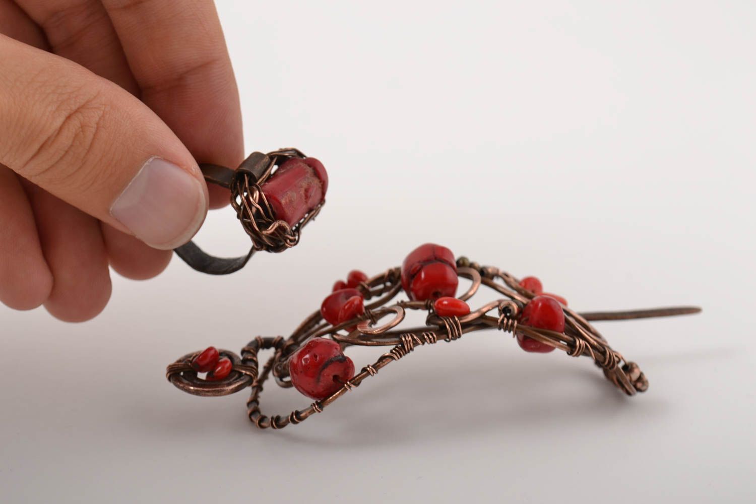 Handmade hair clip designer ring for women unusual accessory gift ideas photo 5