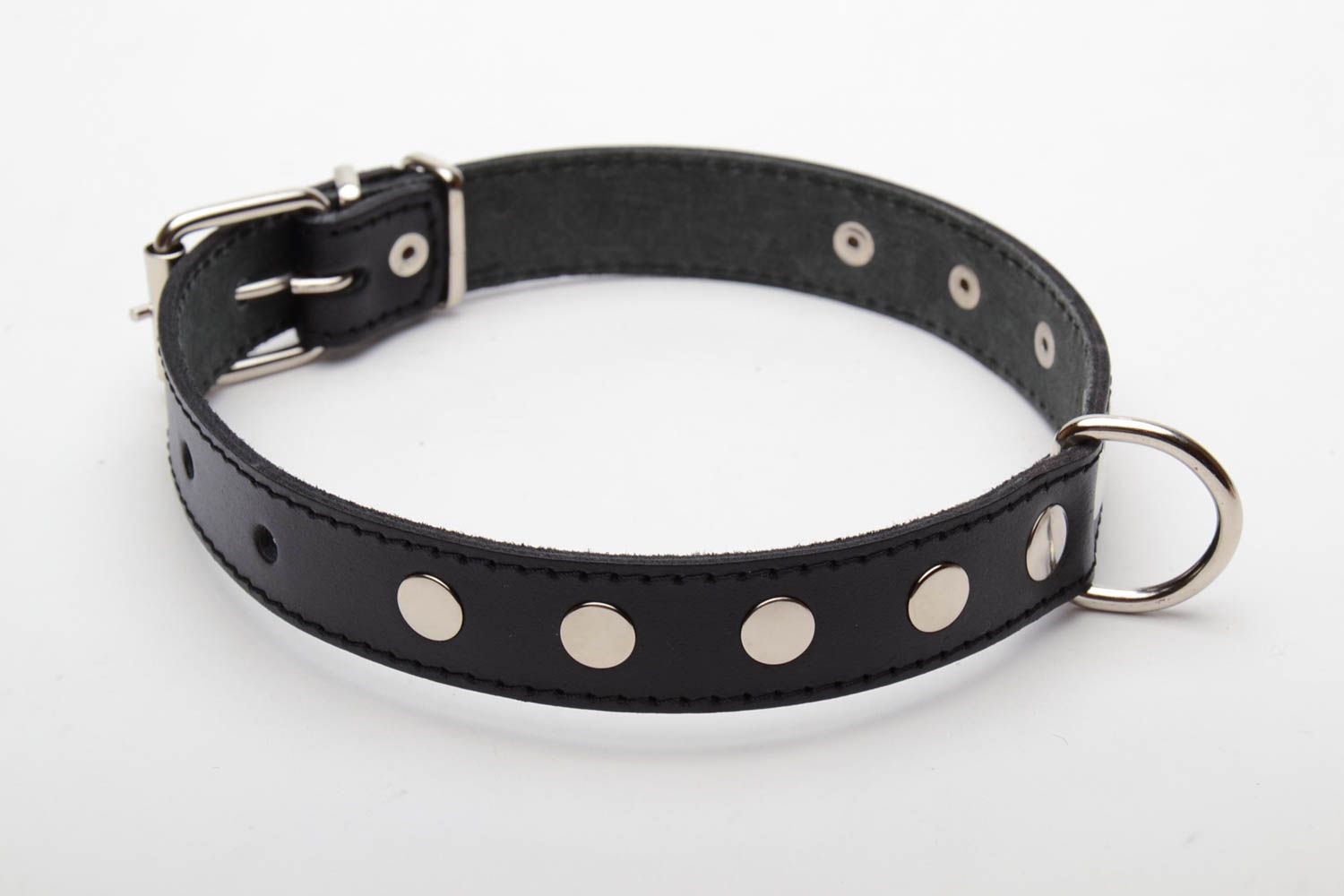 Leder Halsband für Hund in Schwarz foto 4