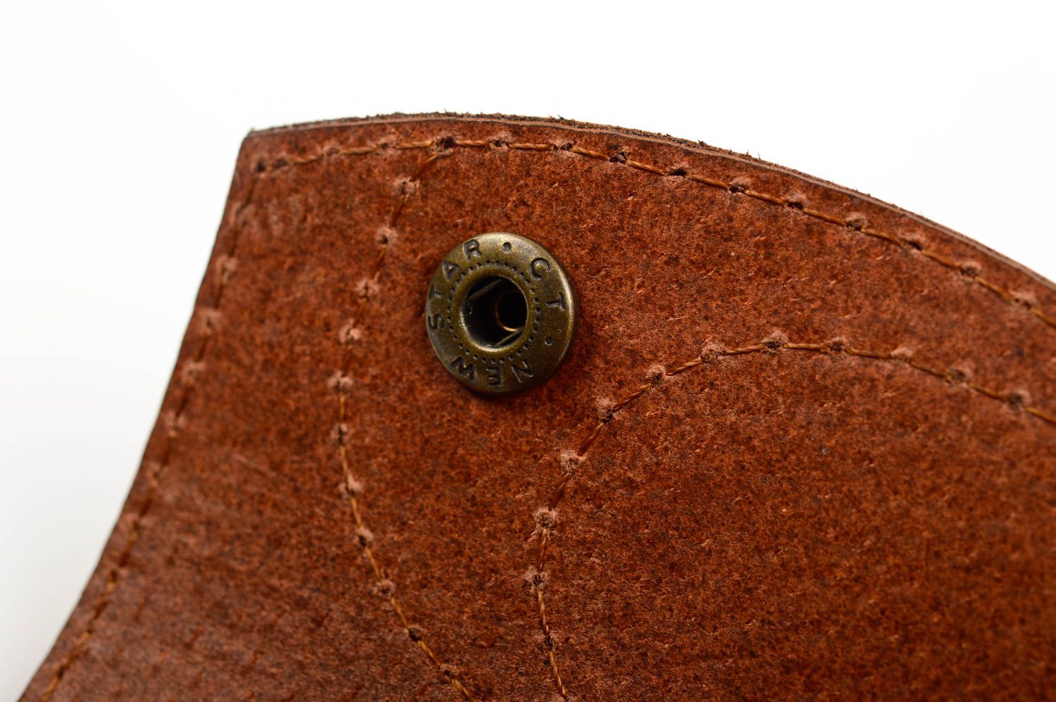 Étui porte-clés en cuir naturel marron original fait main avec attache photo 4