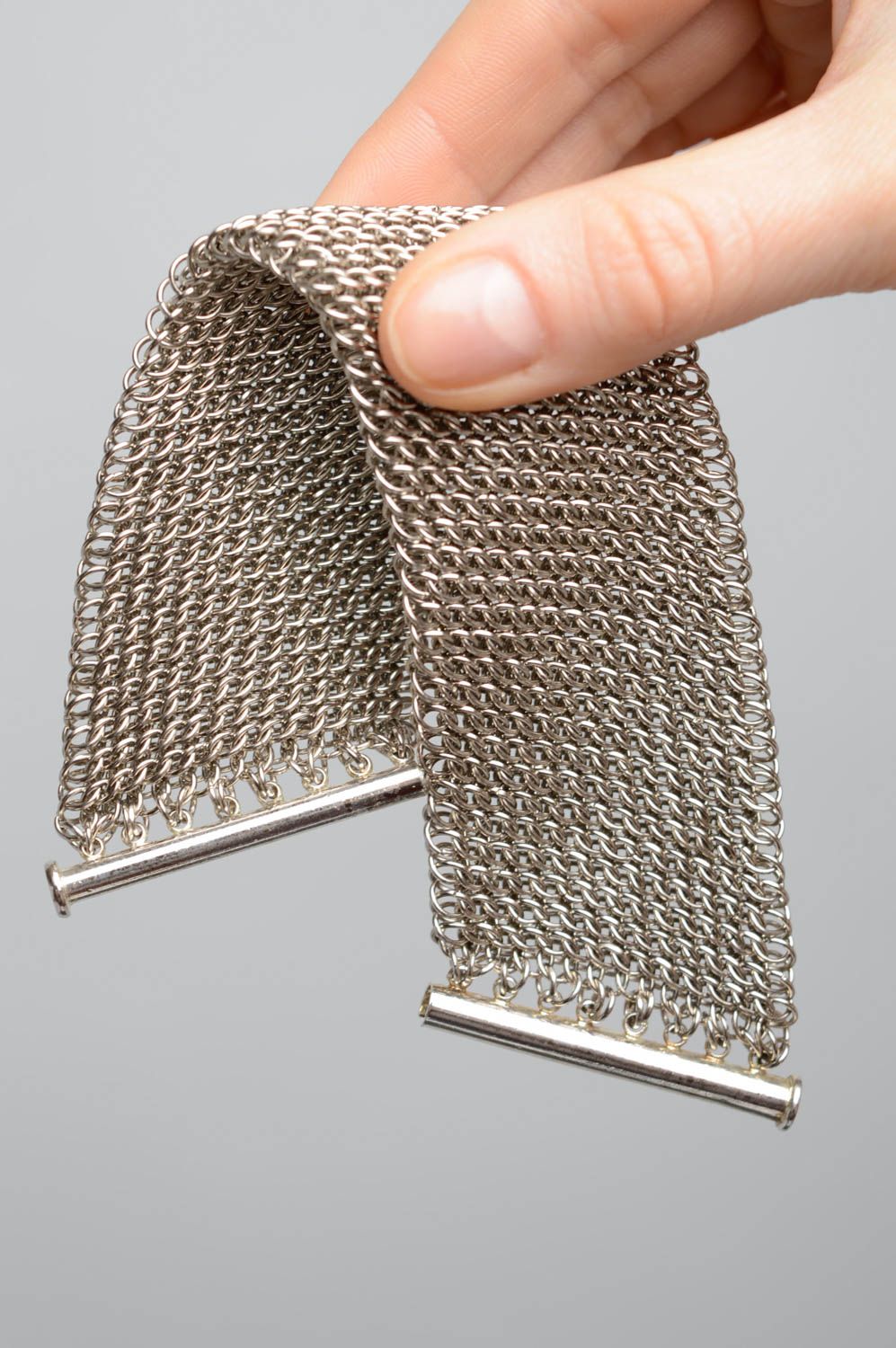 Браслет кольчужного плетения широкий металлический фото 4