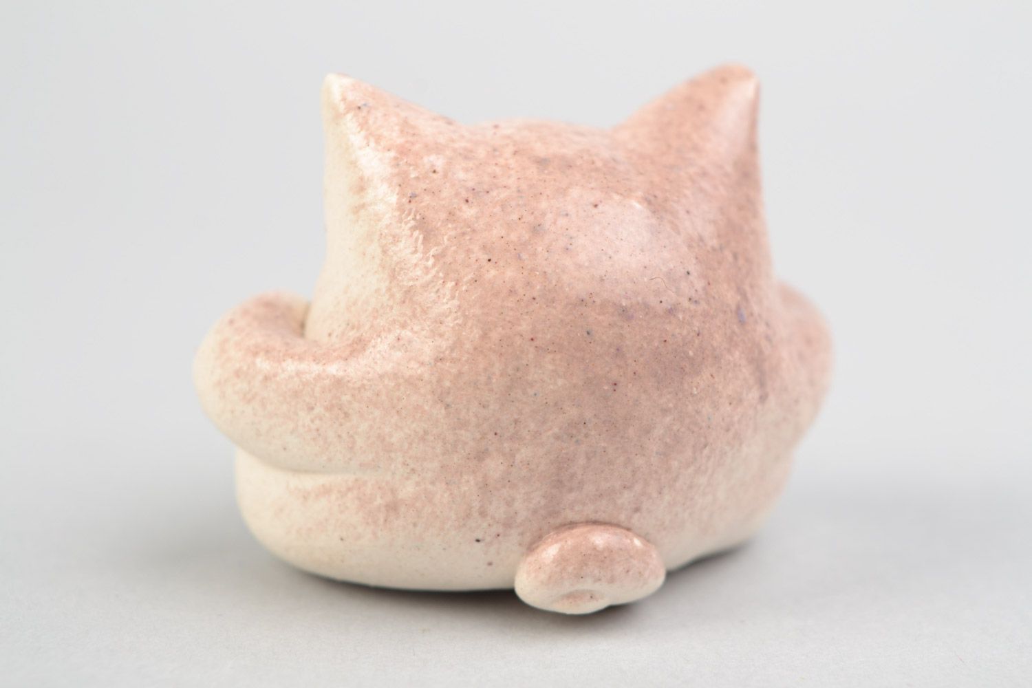 Figurine en céramique peinte de glaçure cochon souriant faite main décor photo 5