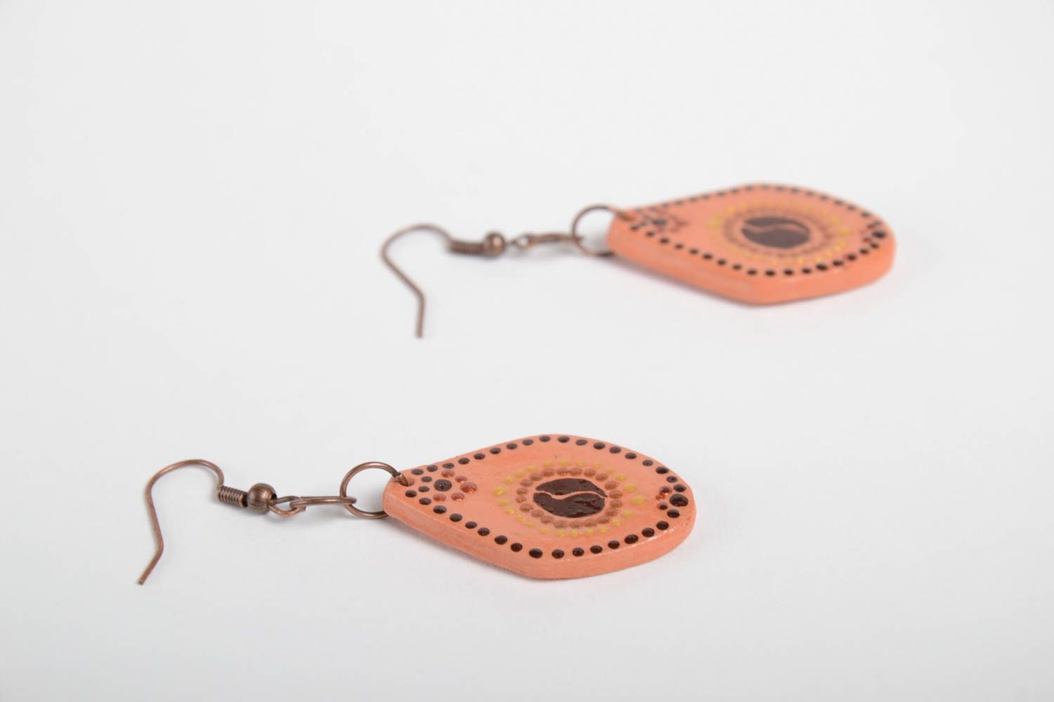 Handgemachte Ohrringe Schmuck aus Keramik Geschenk für Frauen Kaffeebohnen  foto 5