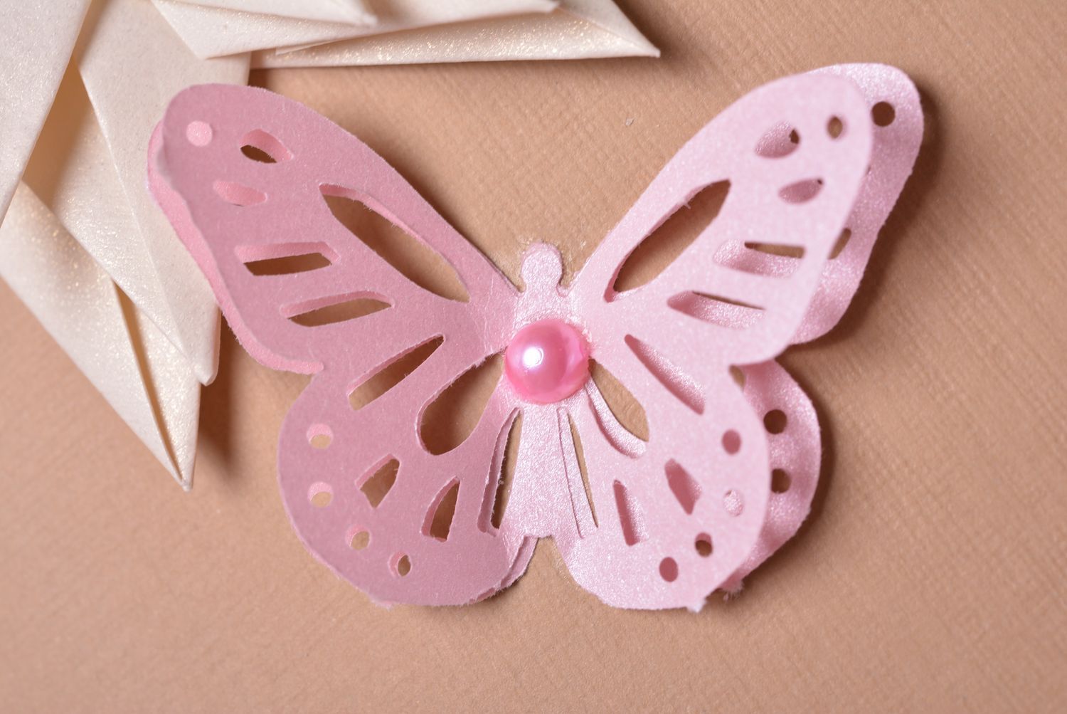Carte de voeux design faite main carton avec fleur et papillon Petit cadeau photo 3