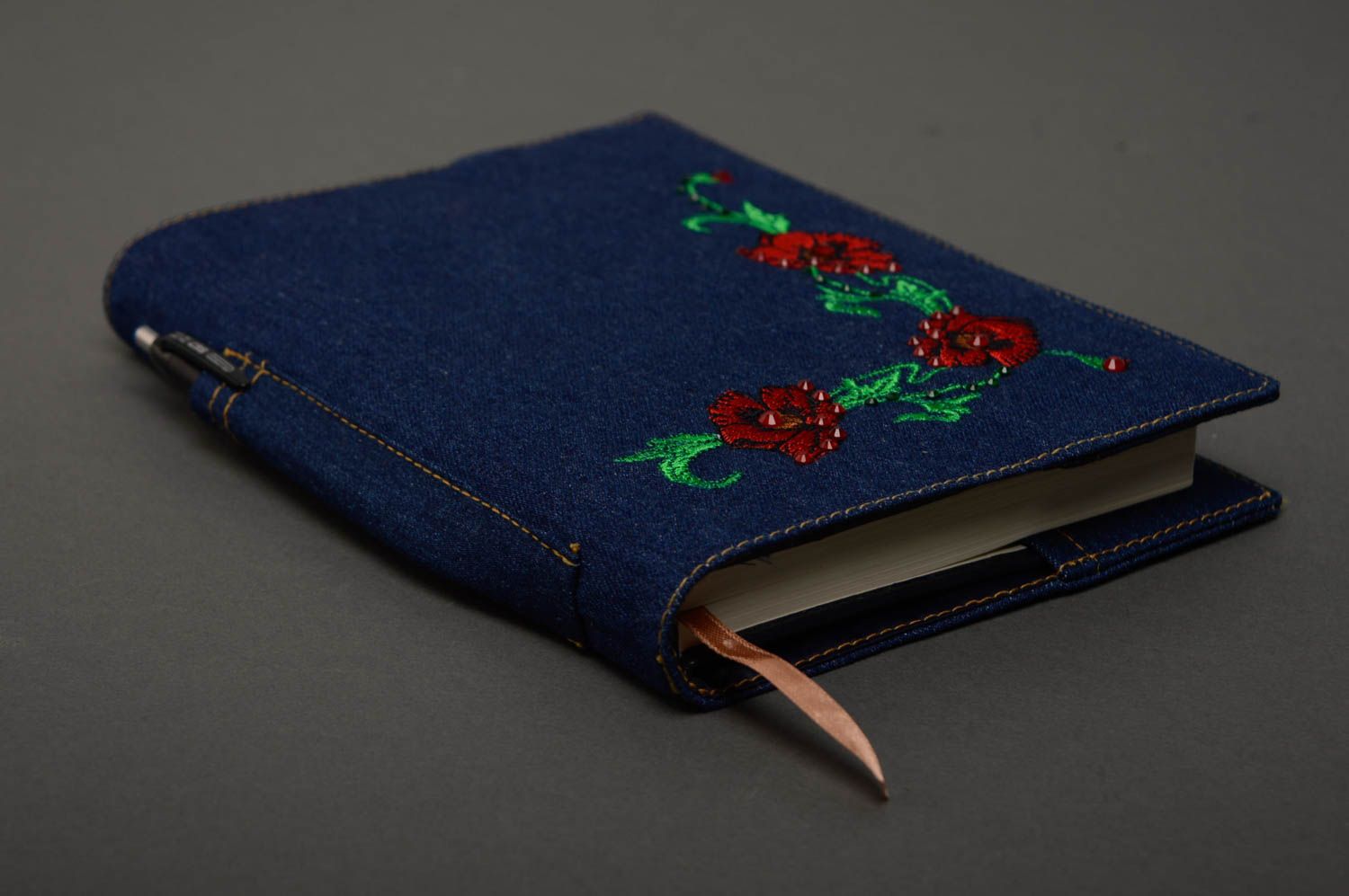 Handmade denim notebook fabric photo 2