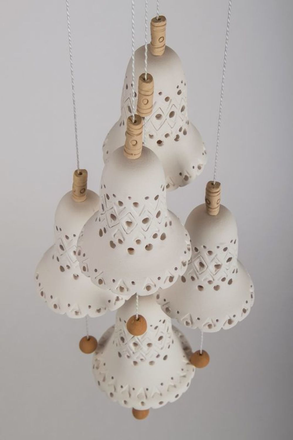 Ceramic perforated bells, interior pendant photo 2