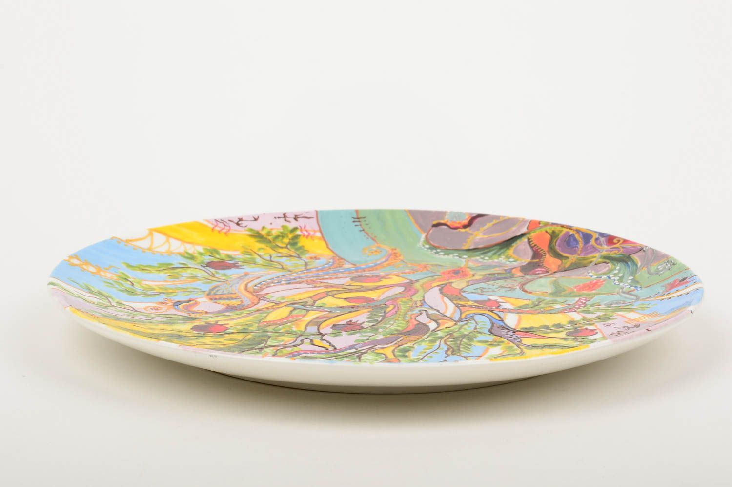 Assiette décorative fait main Vaisselle Déco cuisine ronde peinte fantaisie photo 4