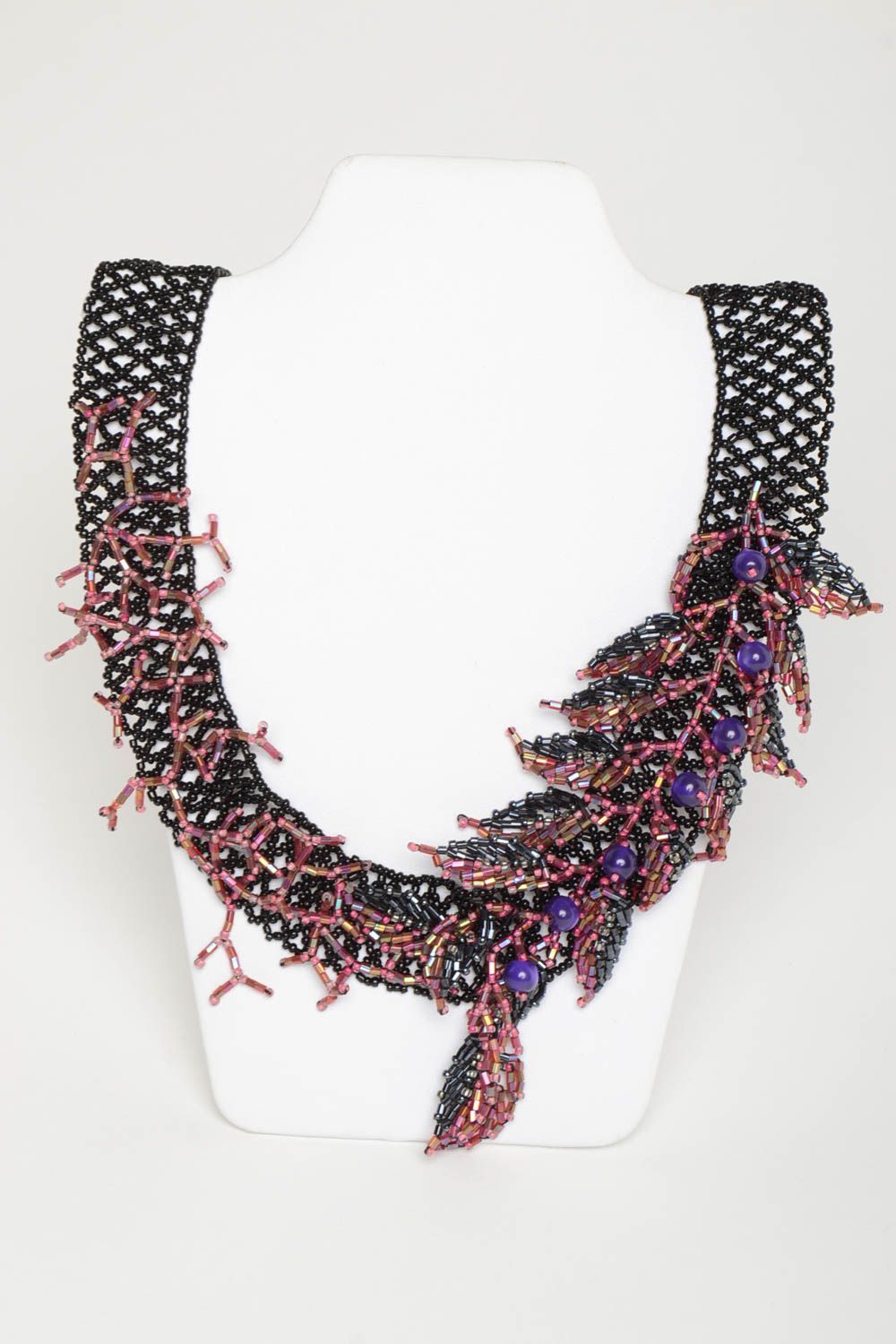 Modeschmuck Collier handmade Schmuck aus Rocailles Accessoire für Frauen lang foto 1