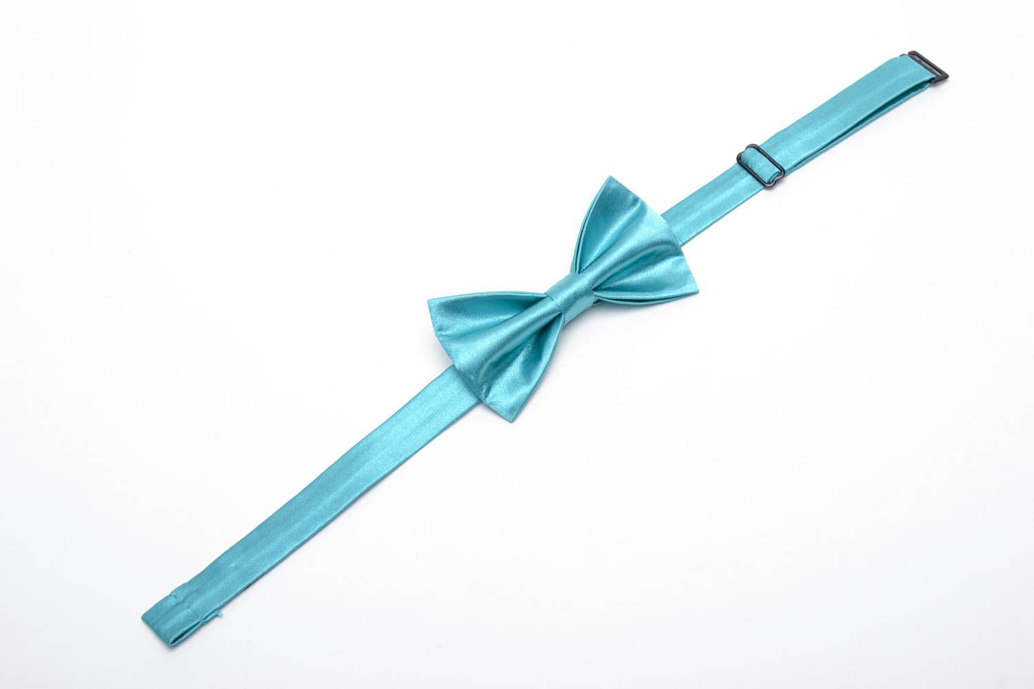 Turquoise fabric bow tie photo 3