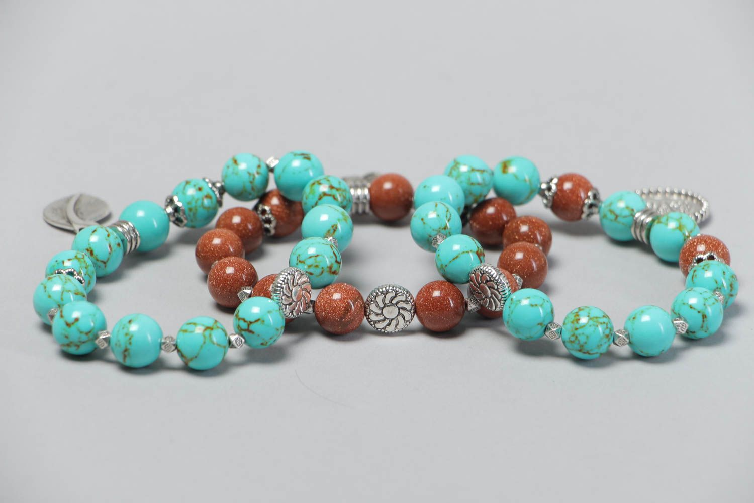 Handmade bracelets made of natural stones designer accessories 3 pieces photo 4
