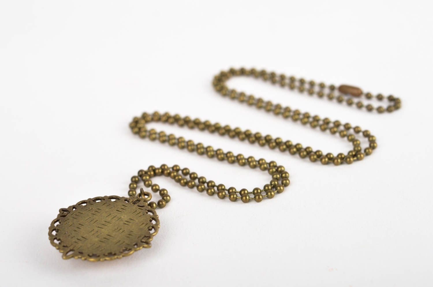 Handmade vintage jewelry metal pendant with print delicate pendant for women photo 5