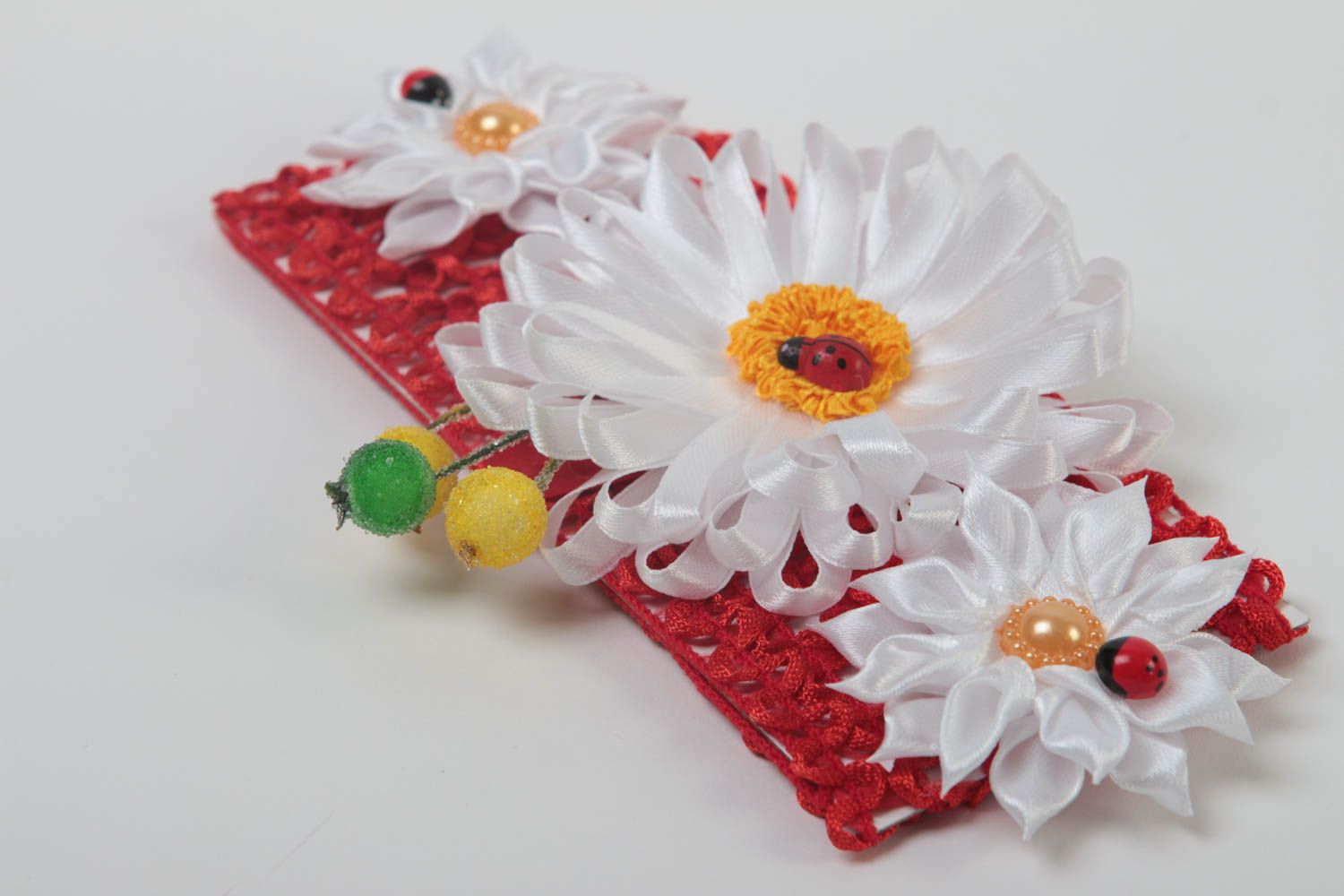 Haarband mit Blumen Schmuck handgemacht Haar Schmuck Accessoires für Haare rot foto 3