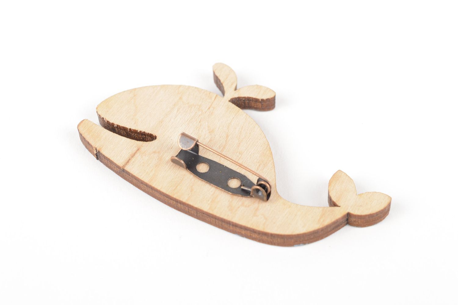 Broche de madera hecho a mano ballena bisutería de mujer accesorio para ropa  foto 5