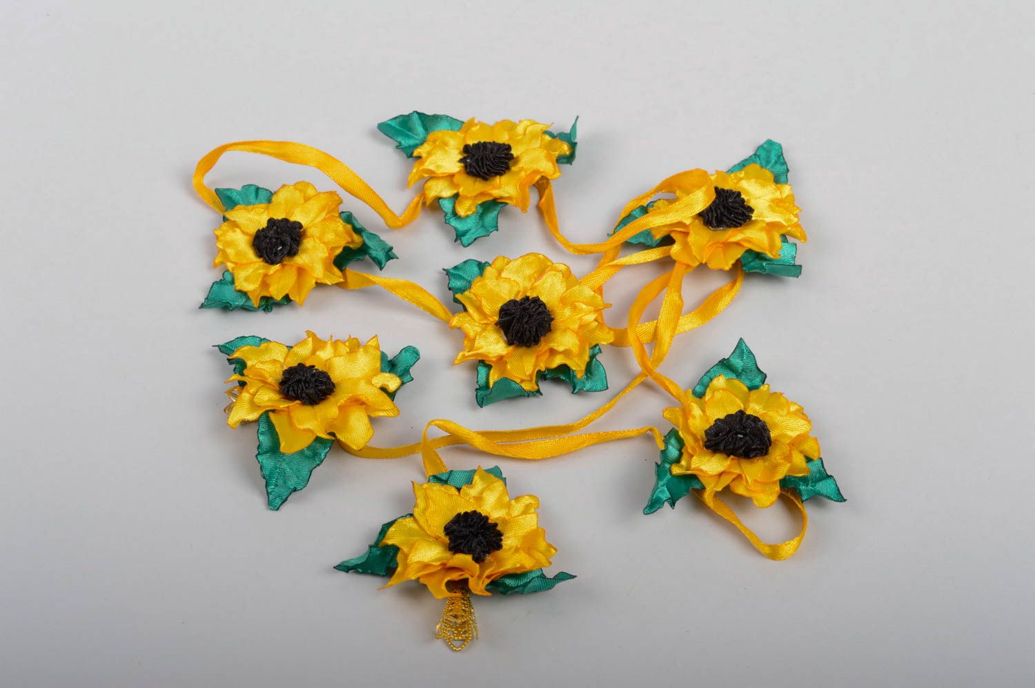 Handmade Haarschmuck Blüte Damen Modeschmuck Accessoire für Haare gelbe Blumen foto 2