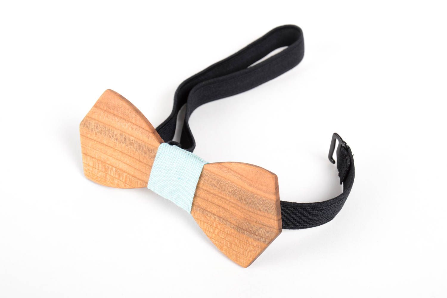Handmade Accessoire für Männer originelle Fliege Krawatte blau Fliege aus Holz  foto 3