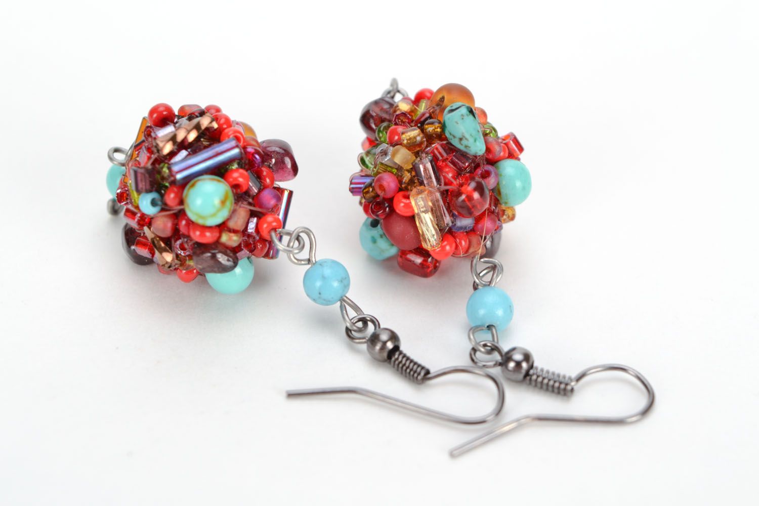 Earrings with amber and turquoise photo 3