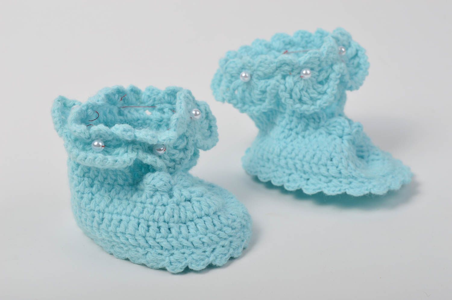 Handmade Baby Häkelschuhe schöne Babyschuhe Geschenkidee für Baby blau foto 3