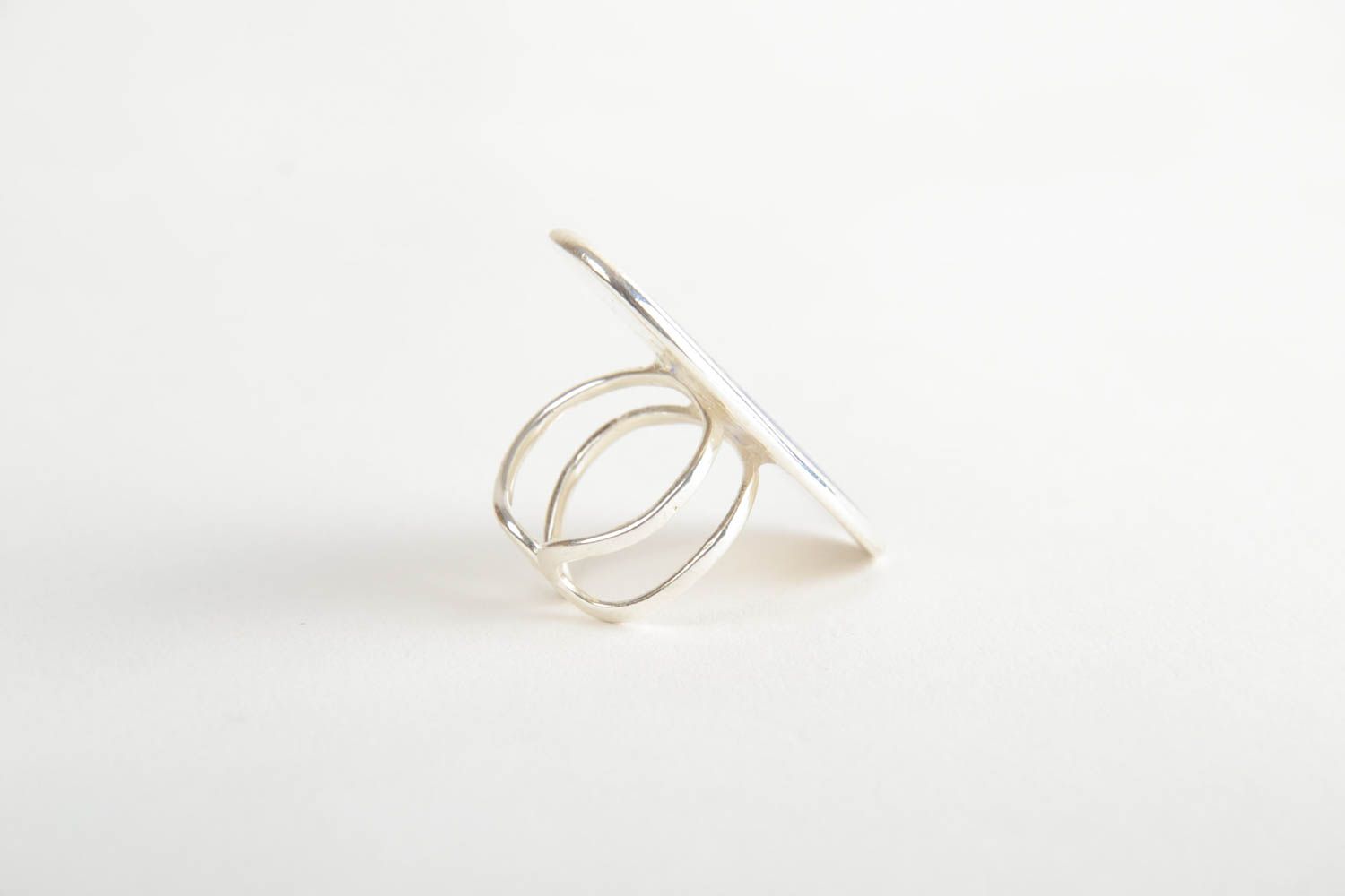 Schöner stilvoller ovaler Blumen Ring mit Epoxidharz blau Künstler Handarbeit foto 5