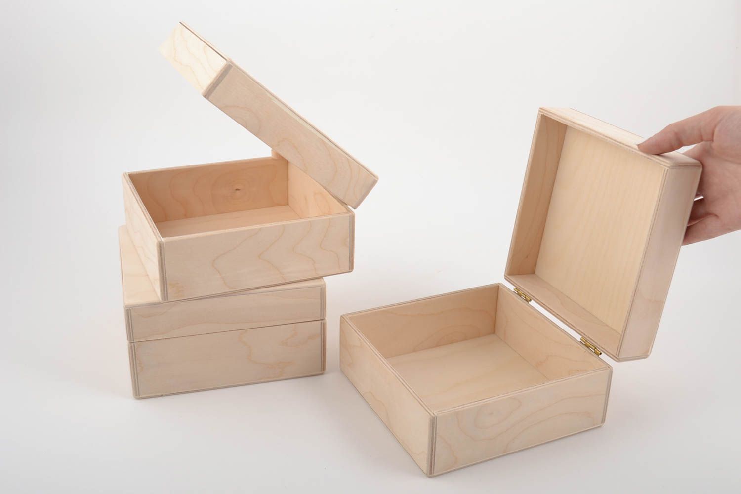 Ensemble de 3 boîtes carrées en bois pour serviettage ou peinture faites main photo 5