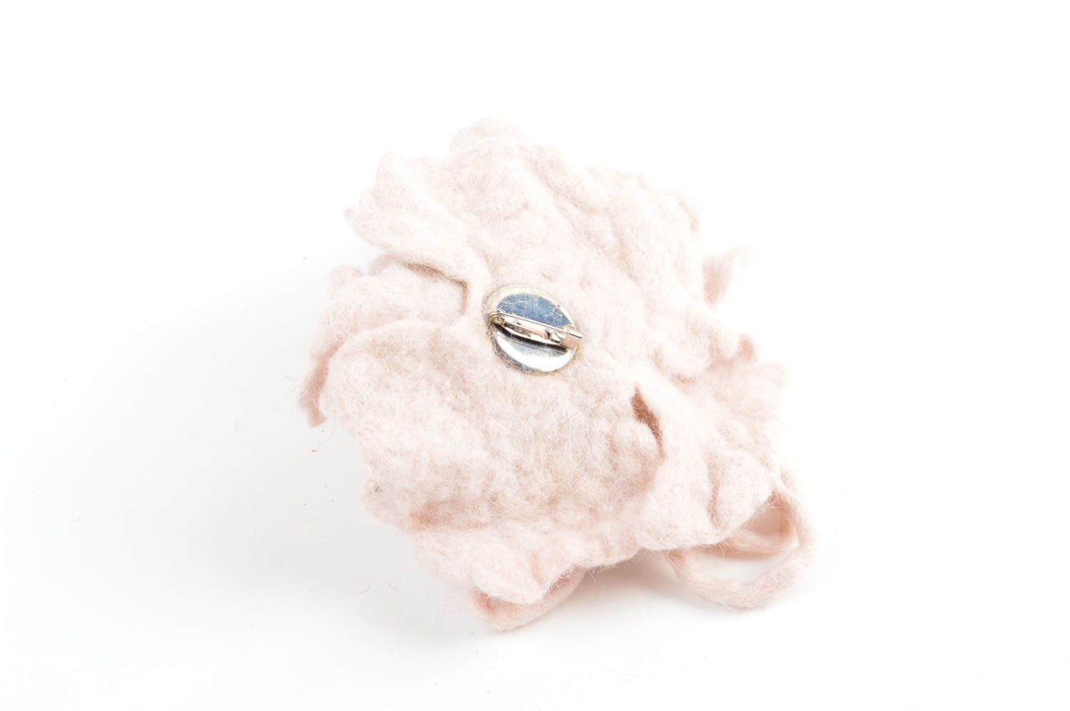 Broche fleur Bijou fait main laine feutrée Accessoire femme perles rocaille photo 4