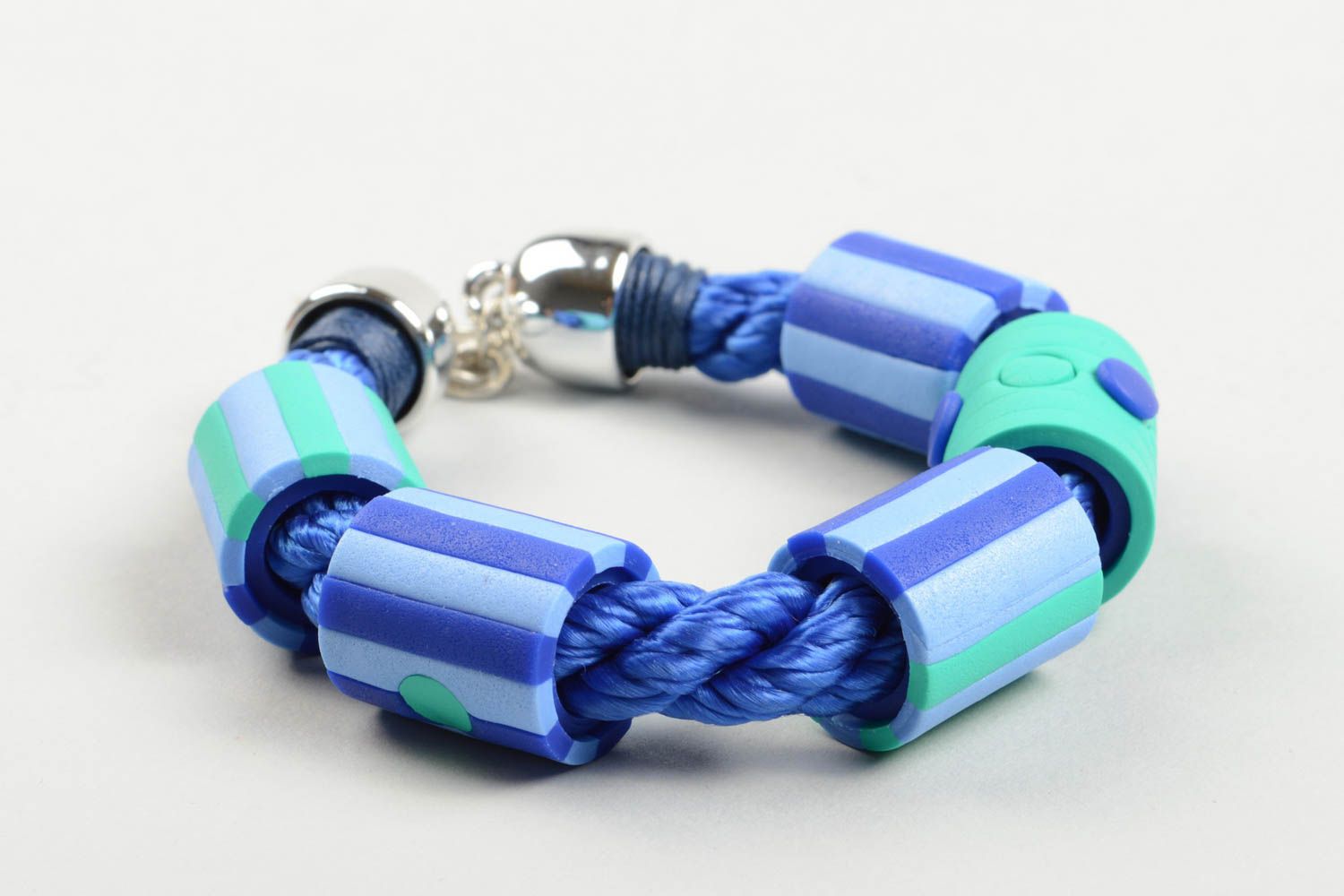 Handmade bracelet polymer clay jewelry beautiful blue bracelet designer jewelry  photo 3