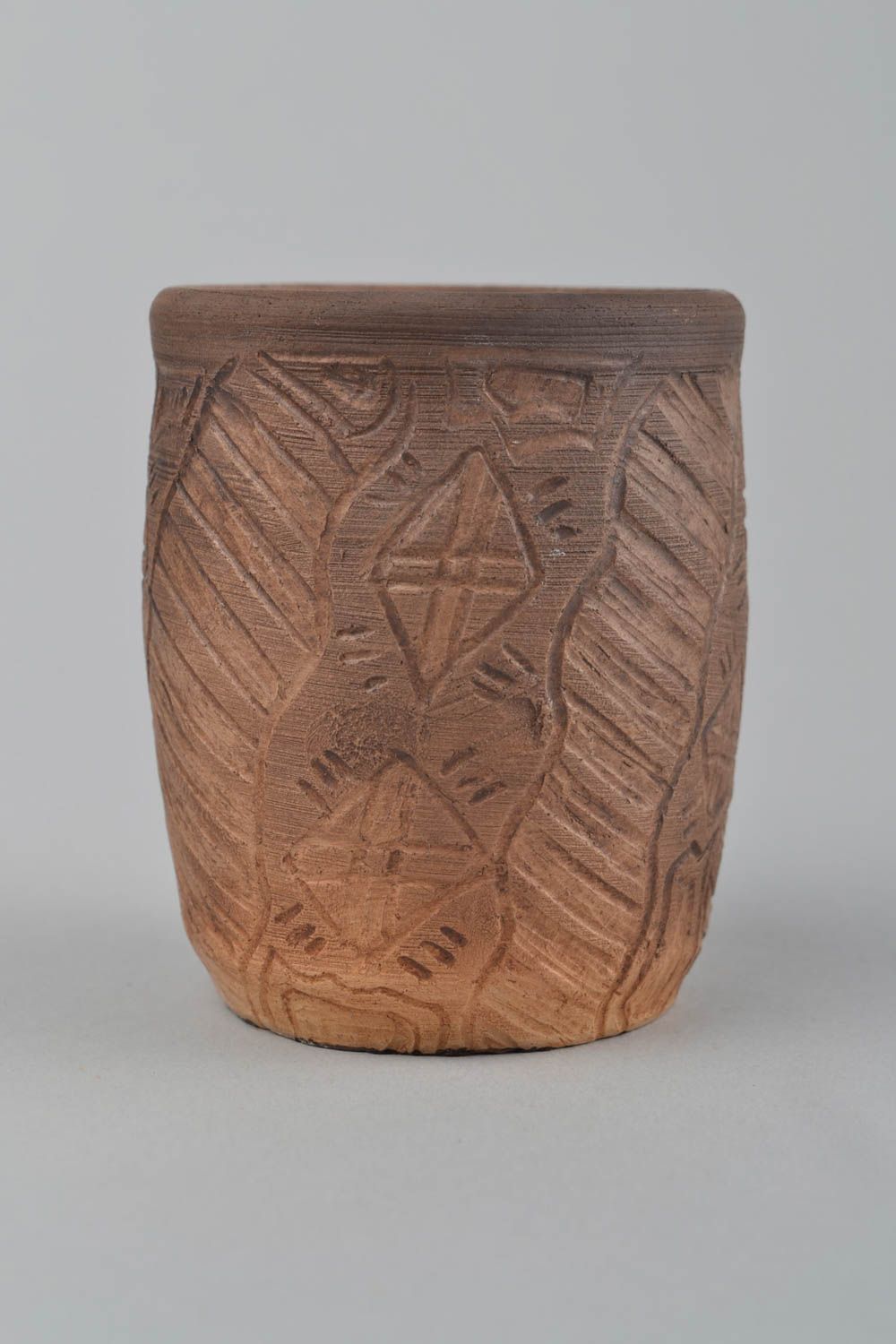 Vaso de arcilla artesanal bonito original en estilo étnico decorativo 250 ml foto 5