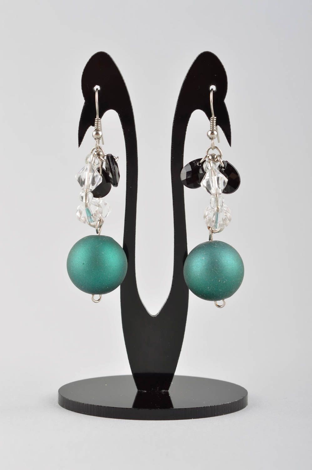 Grüne handgemachte Ohrringe tolles Geschenk für Frauen Künstler Mode Schmuck foto 2
