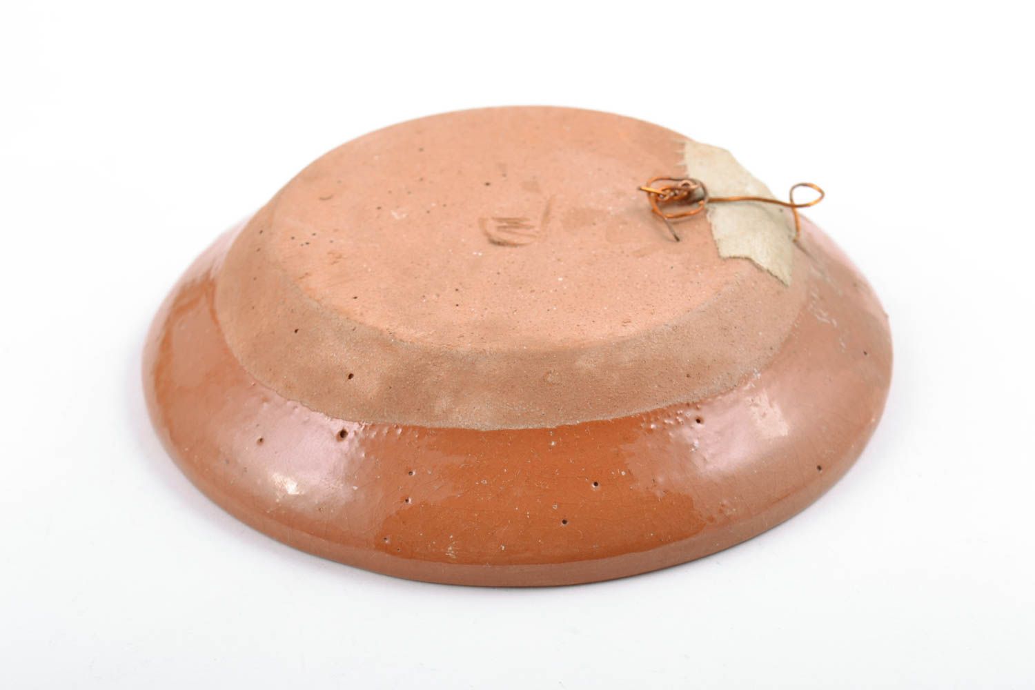 Керамическая тарелка расписанная глазурью для декора дома хэнд мэйд с петушком фото 5