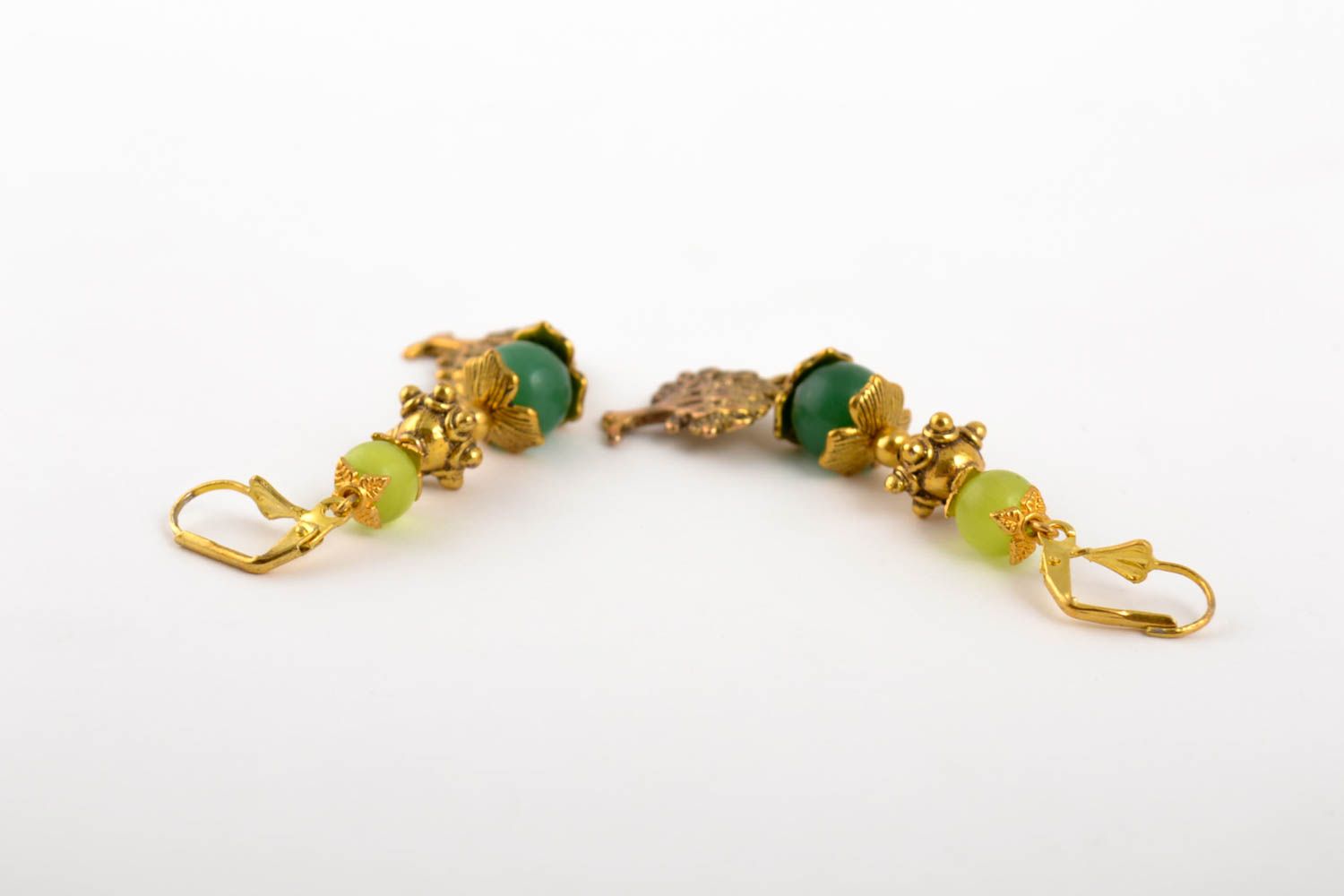 Damen Ohrringe handmgemacht Juwelier Modeschmuck Frauen Geschenk grün Katzenauge foto 5