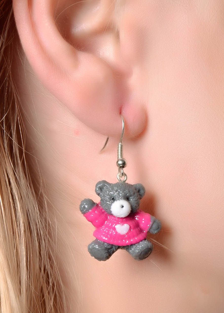 Ohrringe aus Polymerton Bären foto 4