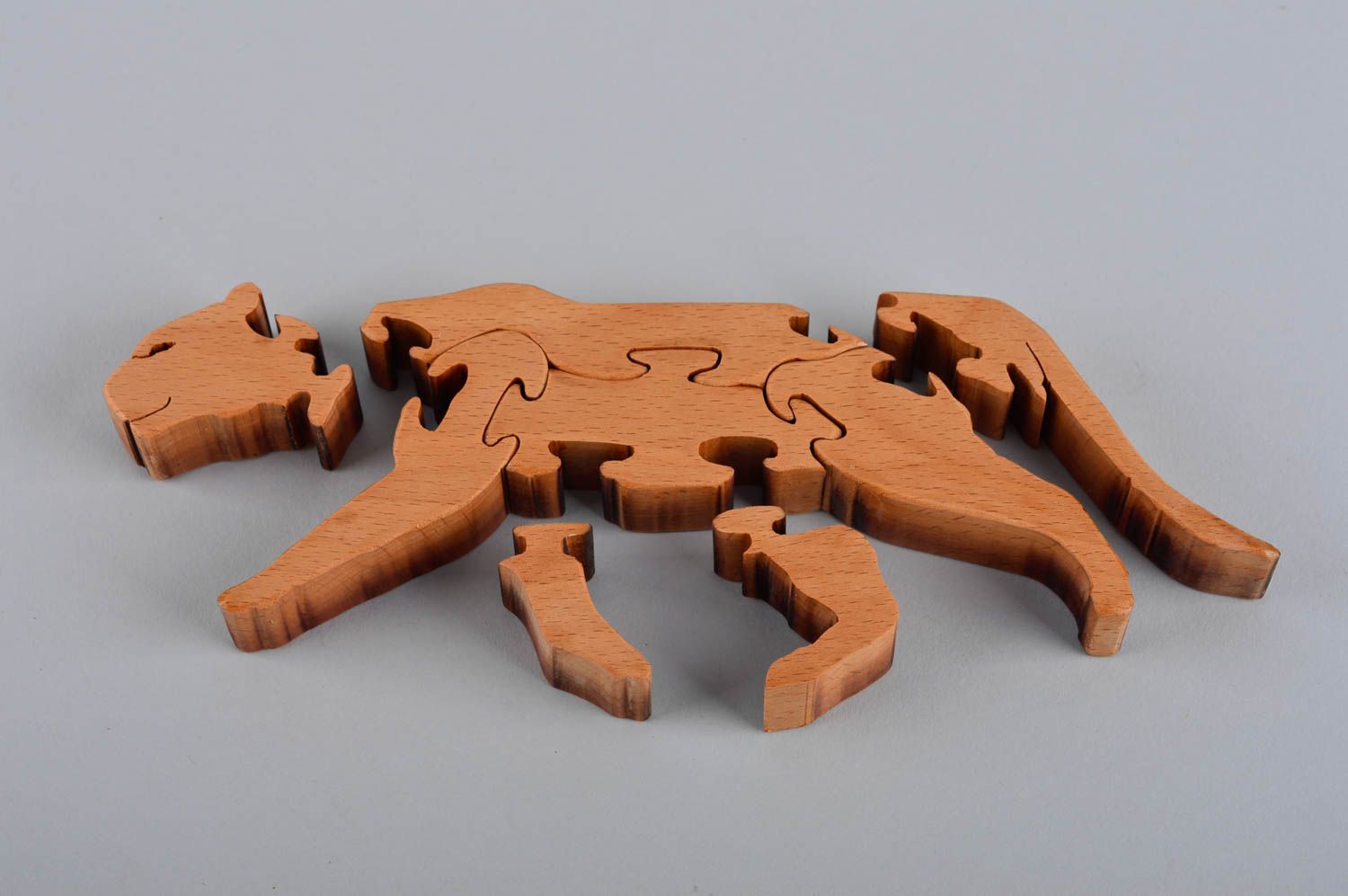 Rompecabezas de madera artesanal juguete infantil pasatiempo original tigre foto 5