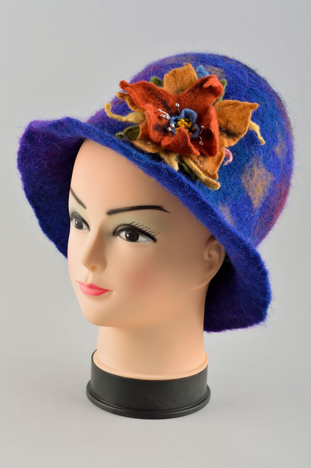 Handmade flower hat with brims winter accessories women hat designer stylish hat photo 2
