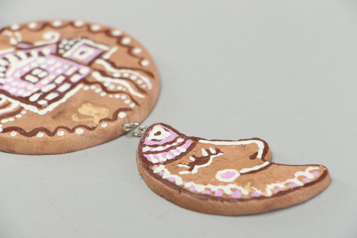 Handmade decorative interior pendant gingerbread cookie with cord photo 2
