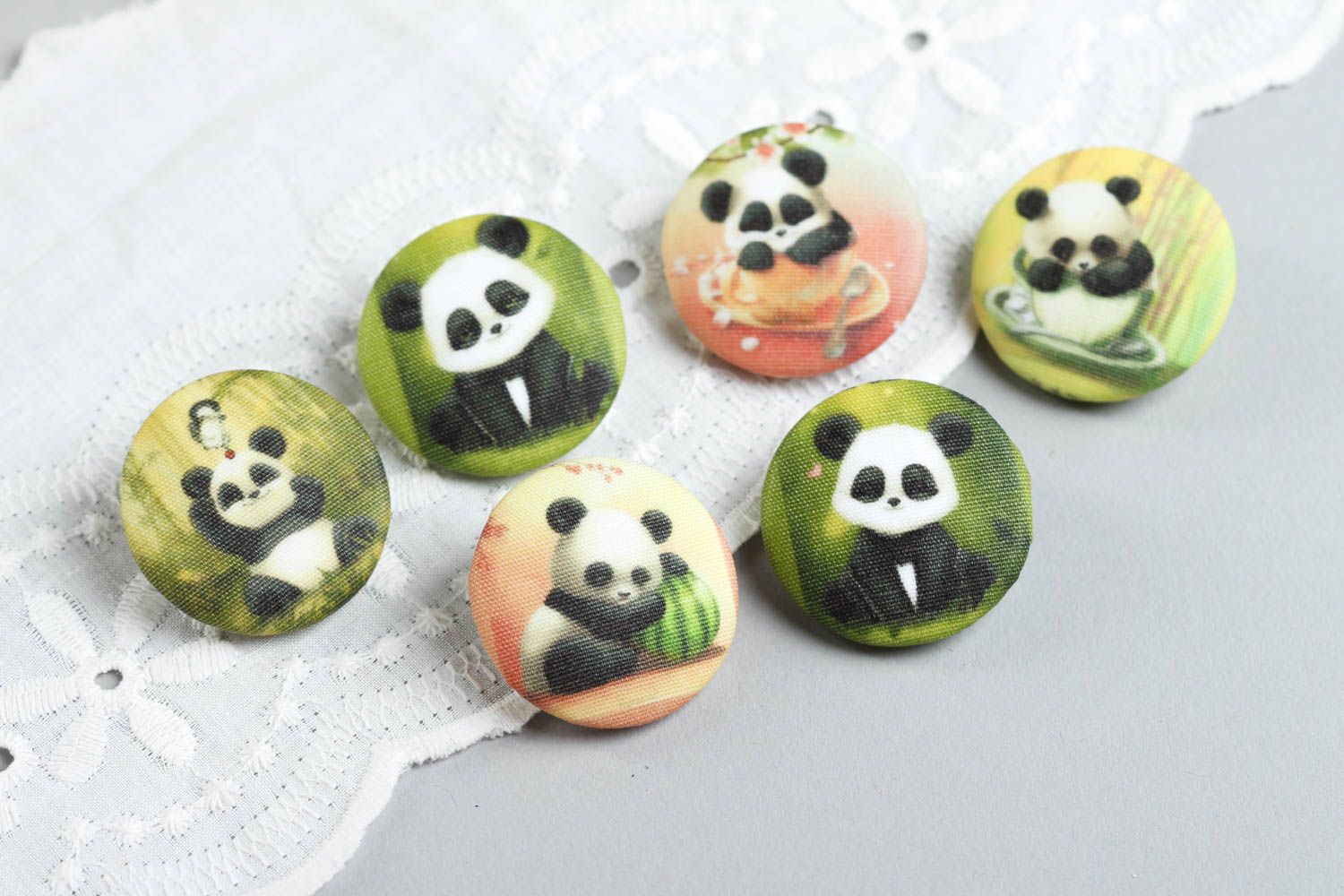 Botones bonitos artesanales accesorios de ropa botones para manualidades Pandas foto 1