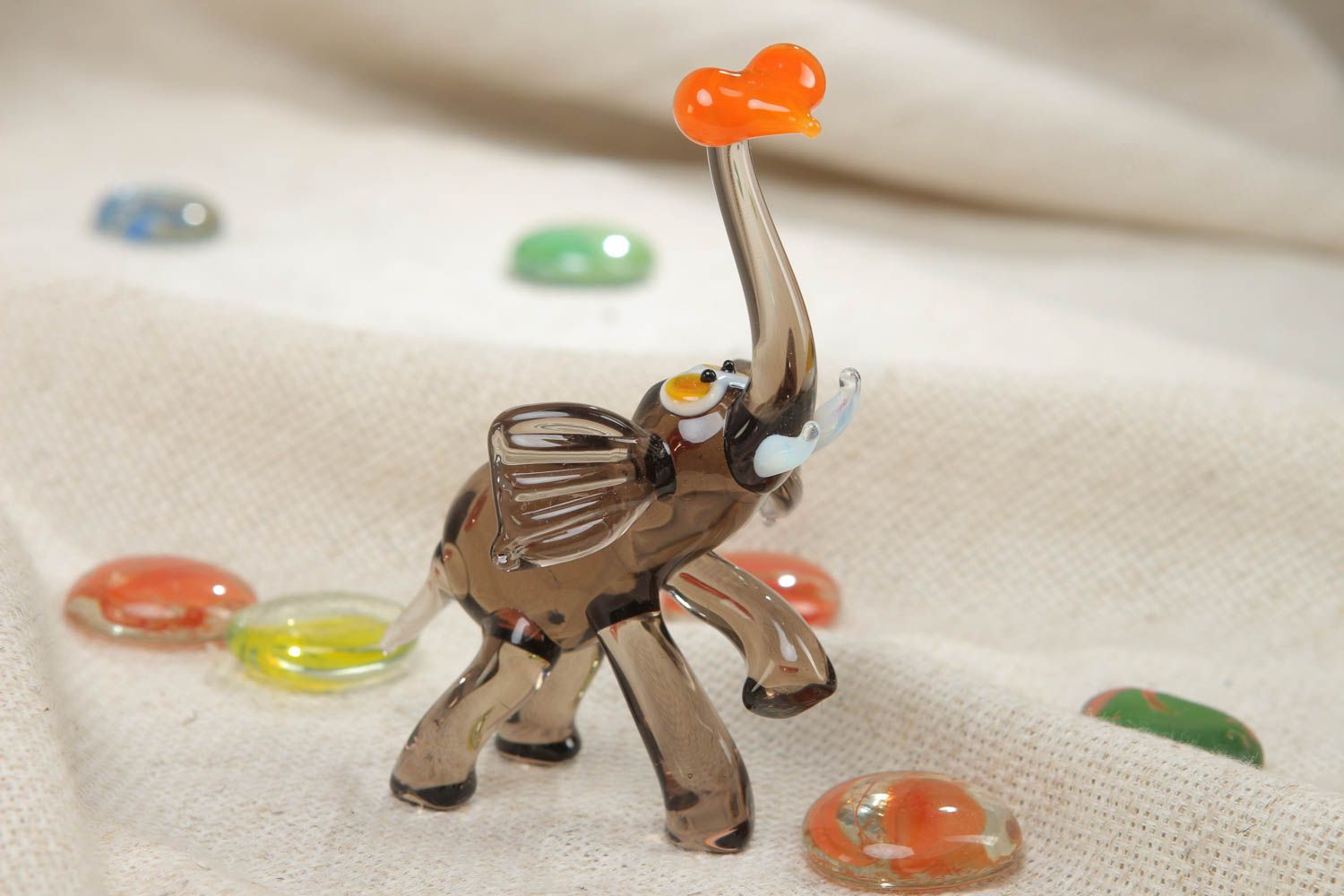Petite figurine en verre au chalumeau éléphant décorative faite main cadeau photo 5