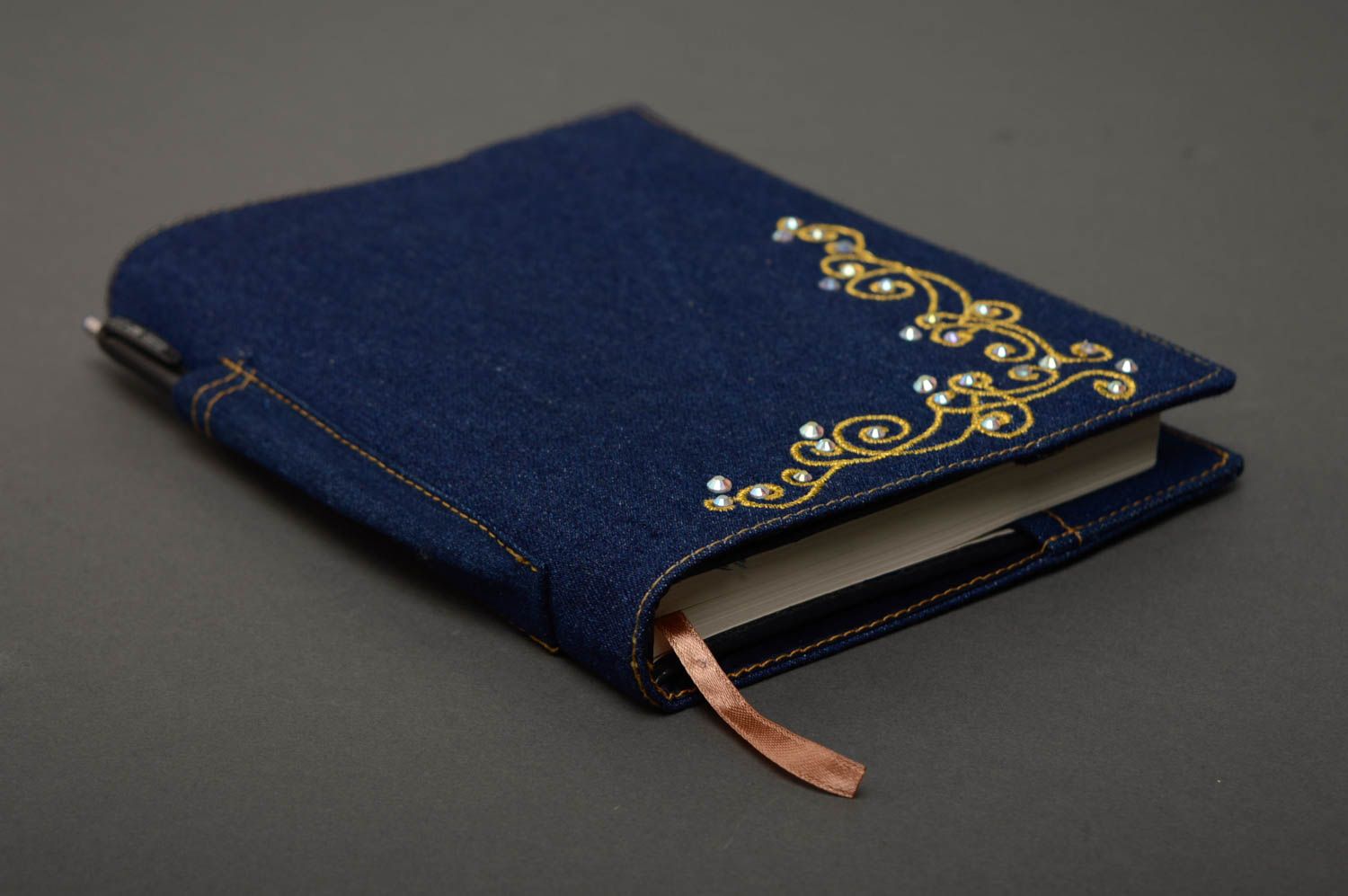 Handmade soft denim notebook cover photo 2